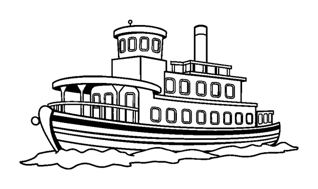 Paddle Steamer colouring page — free printable for kids