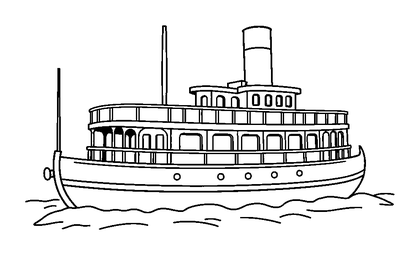 Paddle Steamer Colouring Page (Toddler, Bold & Easy)