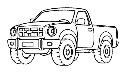 Pickup Truck Colouring Page (Kids, Bold & Easy)