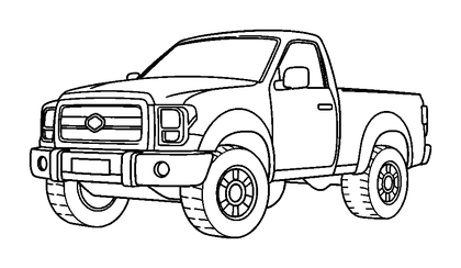 Pickup Truck Colouring Page (Toddler, Bold & Easy)