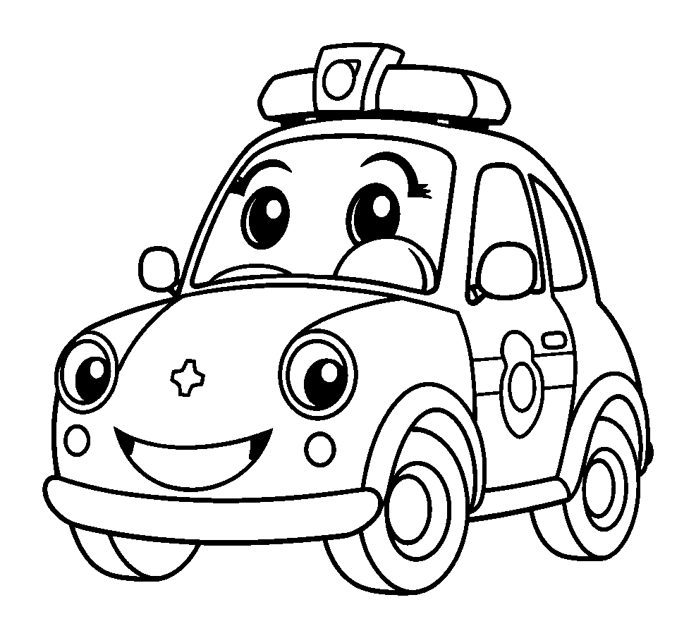 Police Car colouring page — free printable for kids