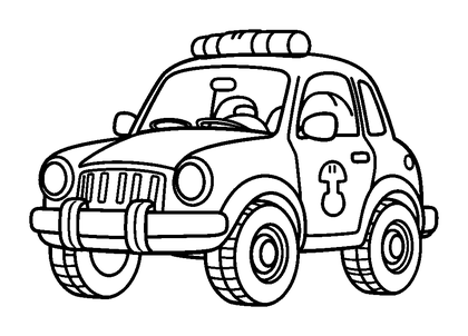 Police Car Colouring Page (Kids, Bold & Easy)