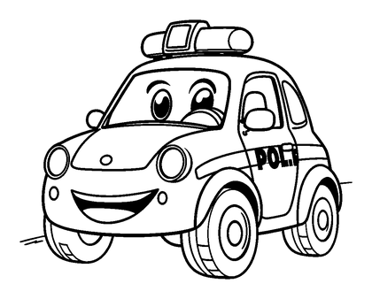 Police Car Colouring Page (Kids, Standard)