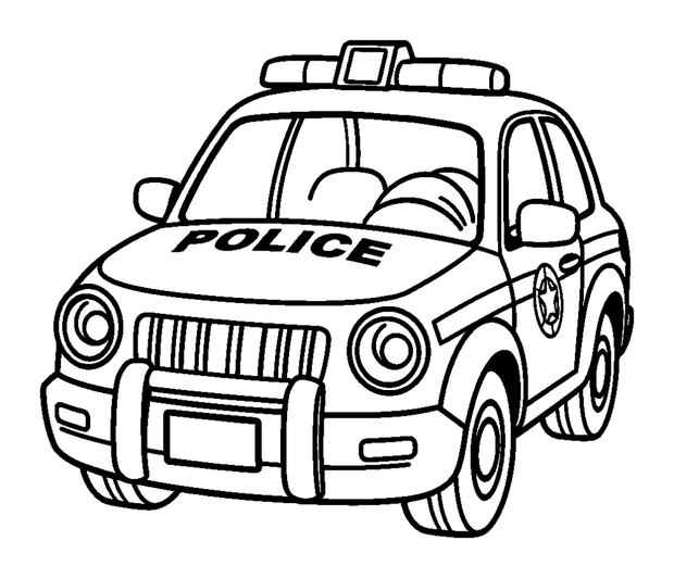 Police Car colouring page — free printable for kids