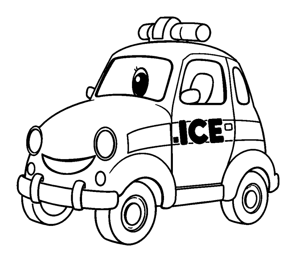 Police Car colouring page — free printable for toddlers