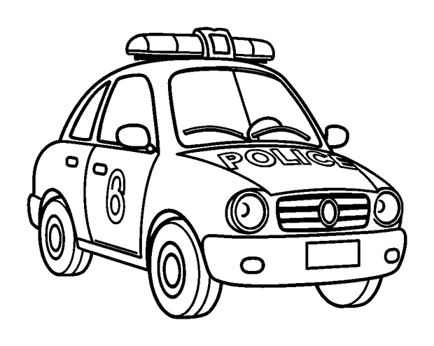 Police Car colouring page — free printable for toddlers