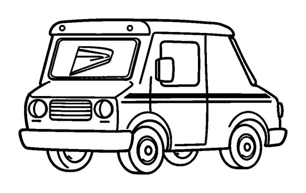 Postal Van colouring page — free printable for kids