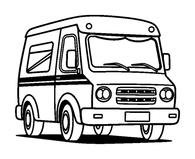 Postal Van colouring page — free printable for toddlers