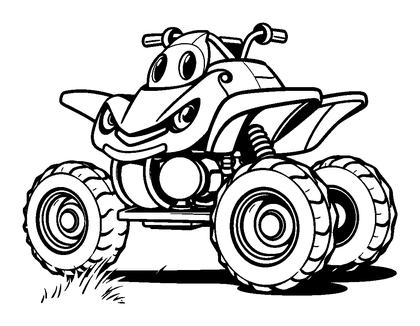 Quad Bike Colouring Page (Kids, Bold & Easy)
