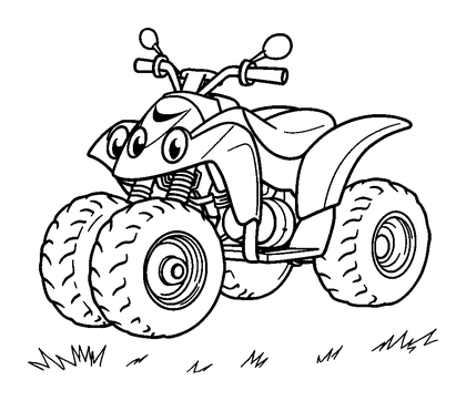 Quad Bike Colouring Page (Toddler, Bold & Easy)