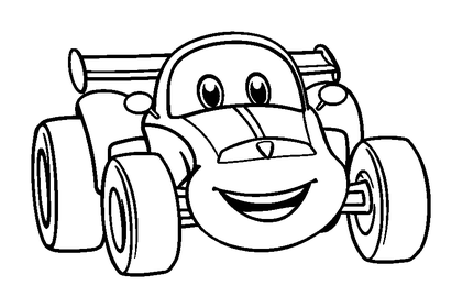 Race Car Colouring Page (Toddler, Bold & Easy)
