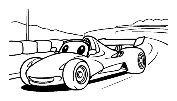 Racing Speedway colouring page — free printable for kids
