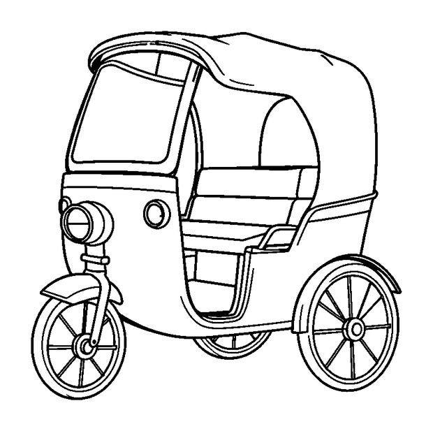 Rickshaw colouring page — free printable for kids