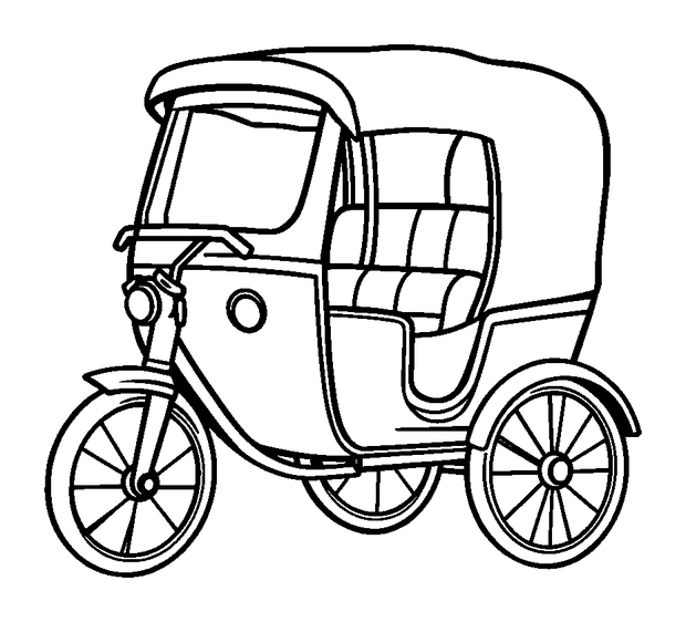 Rickshaw colouring page — free printable for kids