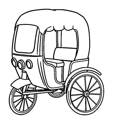 Rickshaw Colouring Page (Toddler, Bold & Easy)
