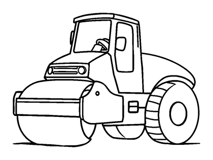 Road Roller Colouring Page (Kids, Bold & Easy)