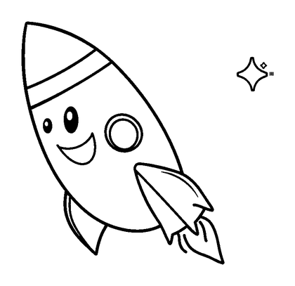 Rocket Ship Colouring Page (Kids, Standard)