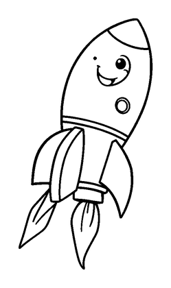 Rocket Ship Colouring Page (Toddler, Bold & Easy)