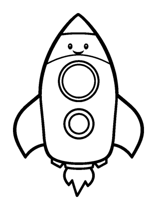 Rocket Ship Colouring Page (Toddler, Bold & Easy)