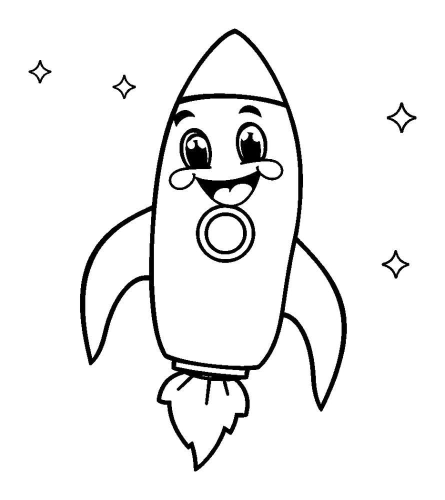 Rocket colouring page — free printable for kids