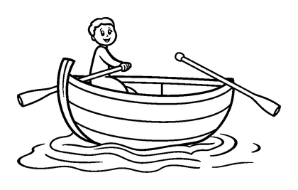 Rowing Boat Colouring Page (Kids, Bold & Easy)