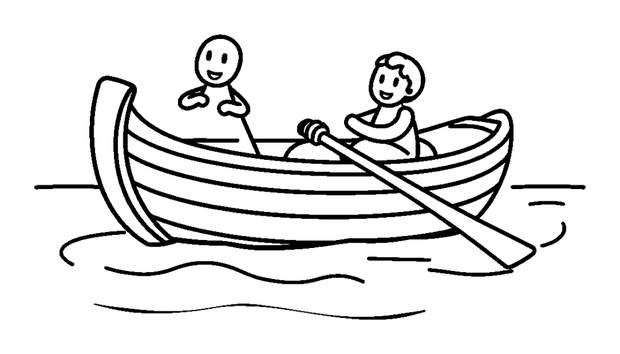 Rowing Boat colouring page — free printable for toddlers