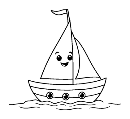 Sailboat Colouring Page (Kids, Bold & Easy)