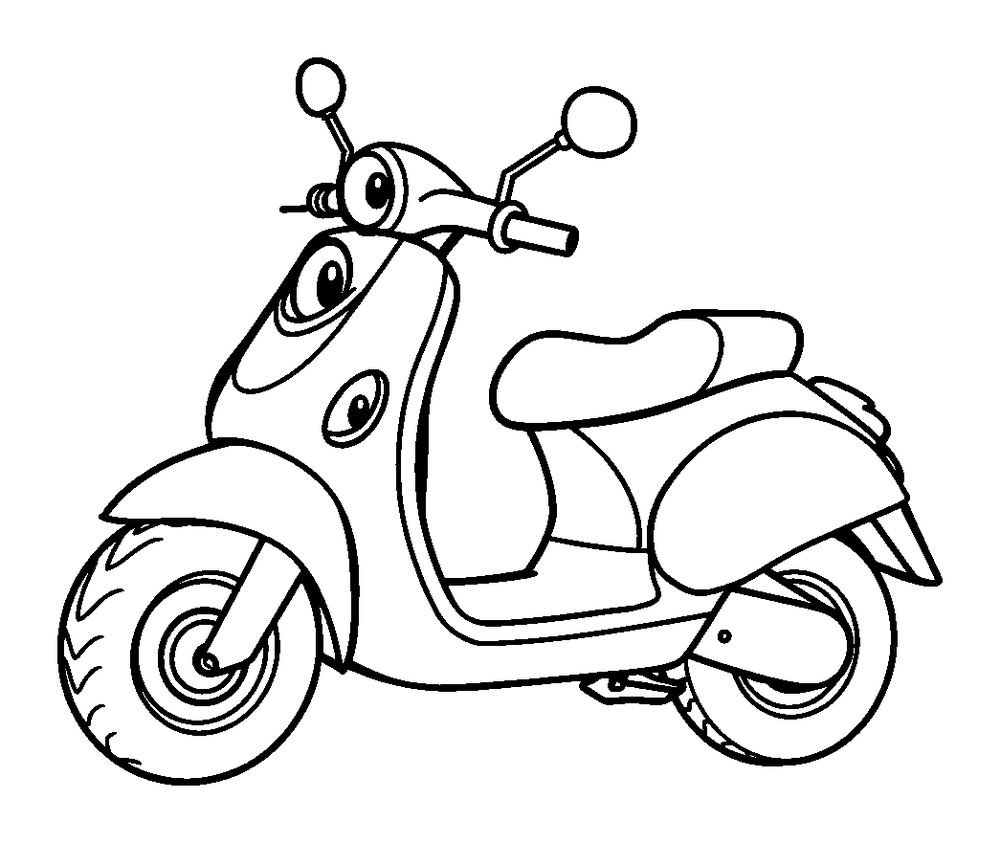 Scooter colouring page — free printable for kids