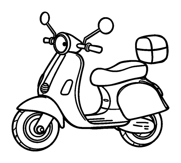 Scooter colouring page — free printable for kids