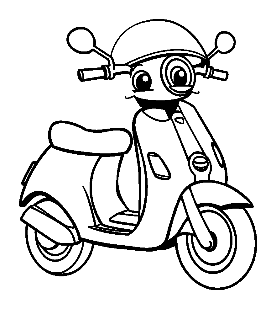 Scooter colouring page — free printable for kids
