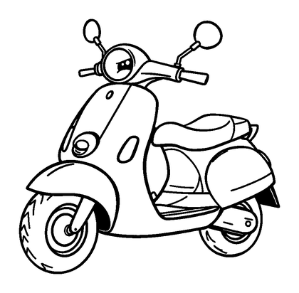 Scooter Colouring Page (Toddler, Bold & Easy)