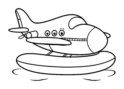 Seaplane Float Colouring Page (Kids, Bold & Easy)
