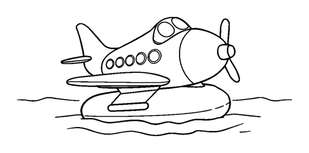 Seaplane Float colouring page — free printable for toddlers