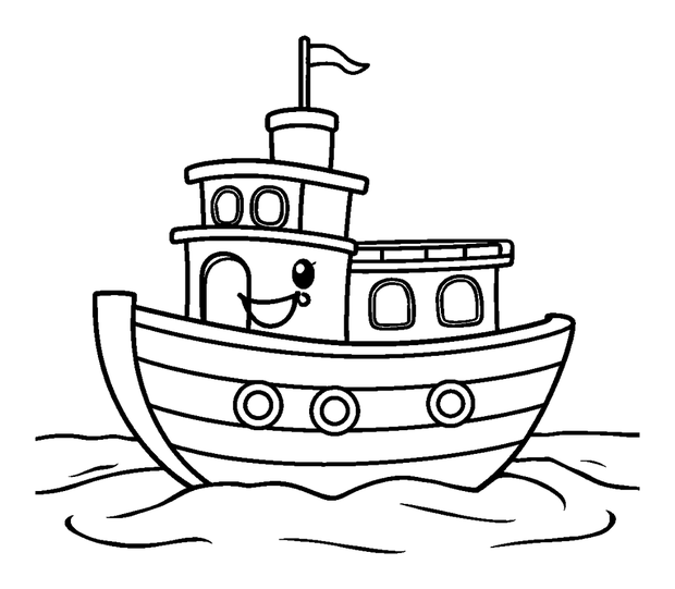 Ship colouring page — free printable for kids