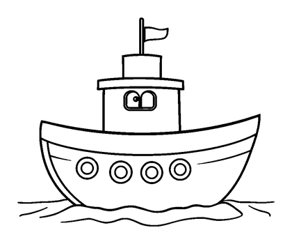 Ship Colouring Page (Toddler, Bold & Easy)