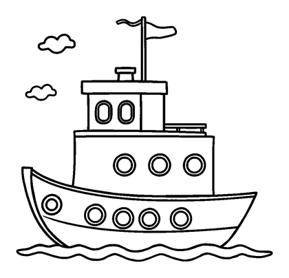 Ship Colouring Page (Toddler, Bold & Easy)