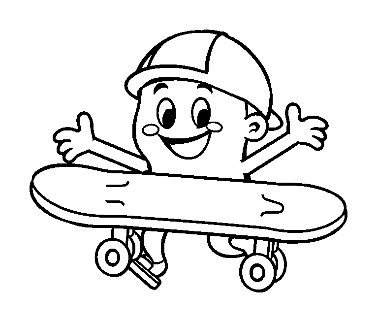 Skateboard colouring page — free printable for kids