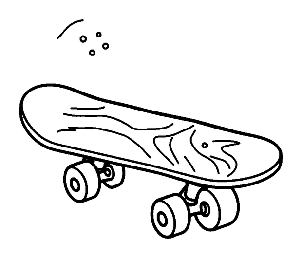 Skateboard colouring page — free printable for kids