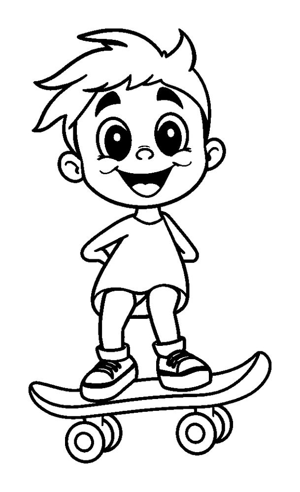 Skateboard colouring page — free printable for kids