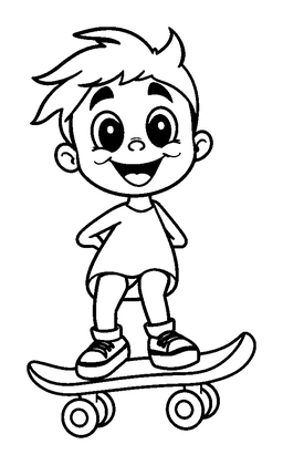 Skateboard Colouring Page (Kids, Standard)