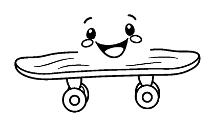 Skateboard Colouring Page (Toddler, Bold & Easy)