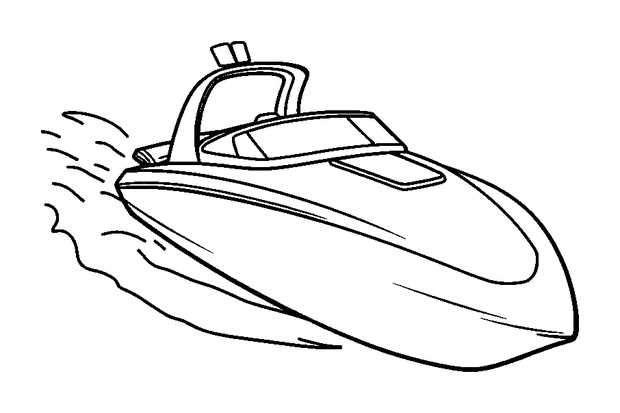 Sleek Speedboat colouring page — free printable for kids