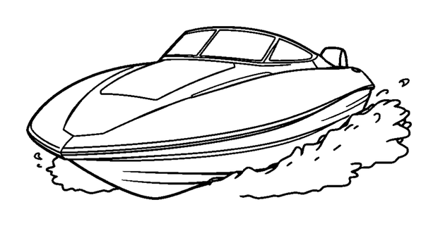 Sleek Speedboat colouring page — free printable for toddlers