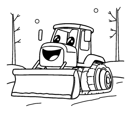 Snow Plough Colouring Page (Kids, Bold & Easy)