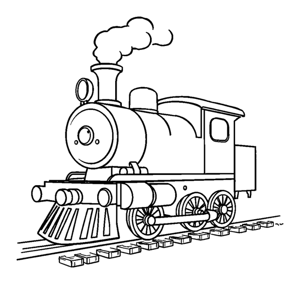 Steam Locomotive colouring page — free printable for kids