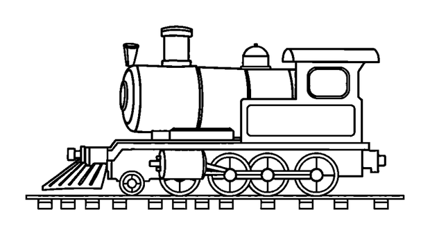 Steam Locomotive colouring page — free printable for kids