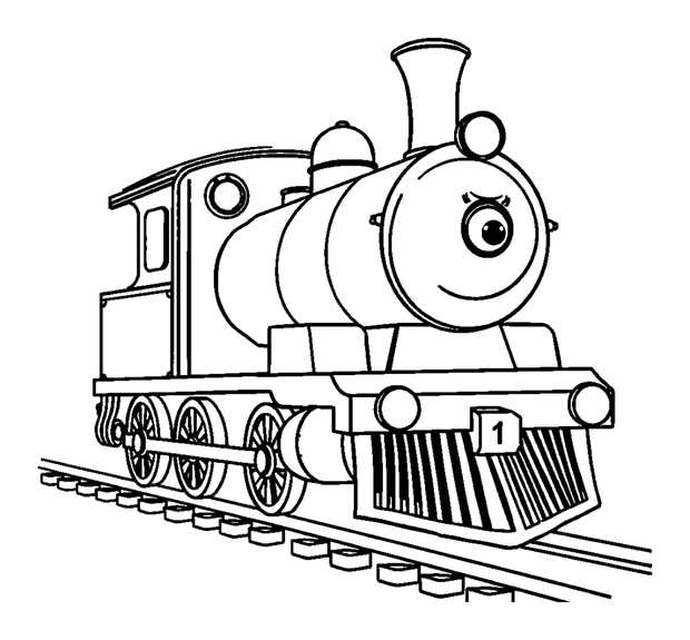 Steam Locomotive colouring page — free printable for toddlers