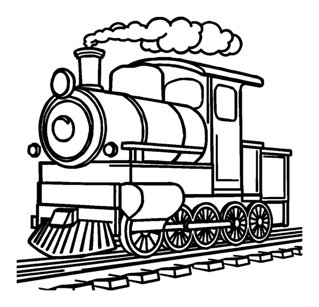 Steam Train colouring page — free printable for kids