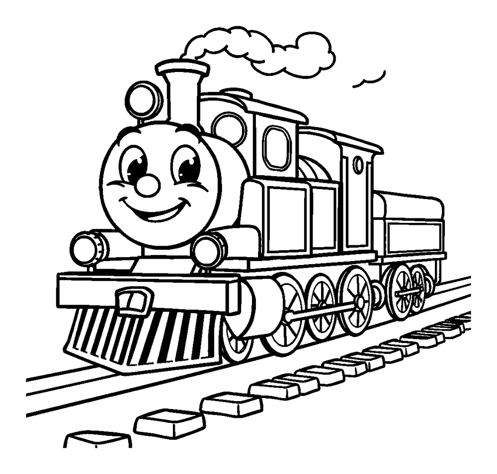 Steam Train colouring page — free printable for kids