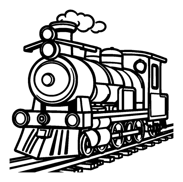 Steam Train colouring page — free printable for kids
